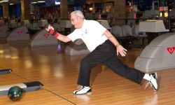 Frank Baker bowling in the Tennessee Senior Olympics