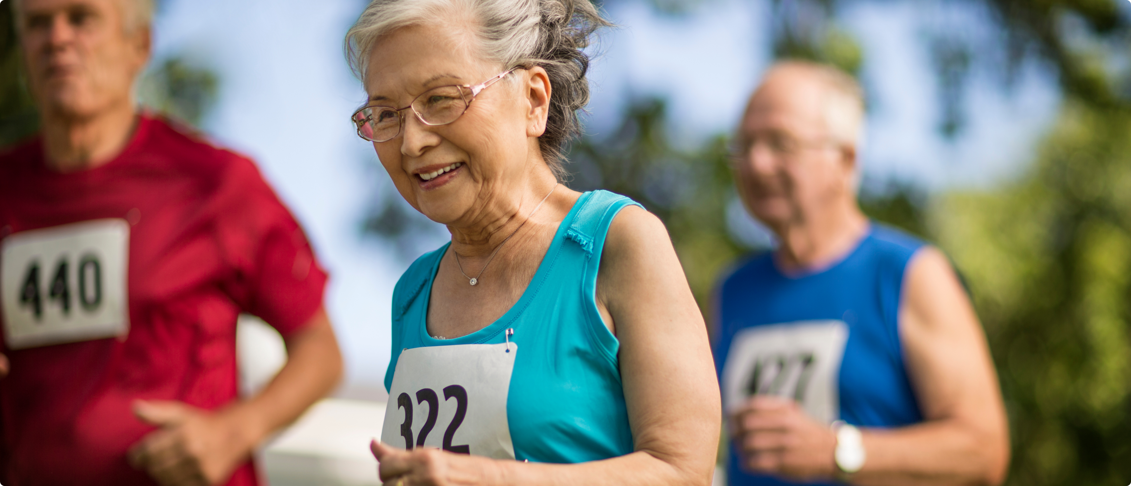 Seniors running outdoors