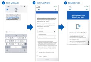 screenshots of Relay text process for password setting